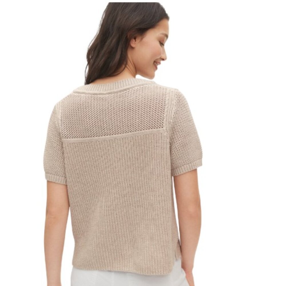 GAP - Boxy Short Sleeve Crewneck Sweater - Beige Oatmeal - Size Small - NWOT - Picture 2 of 6